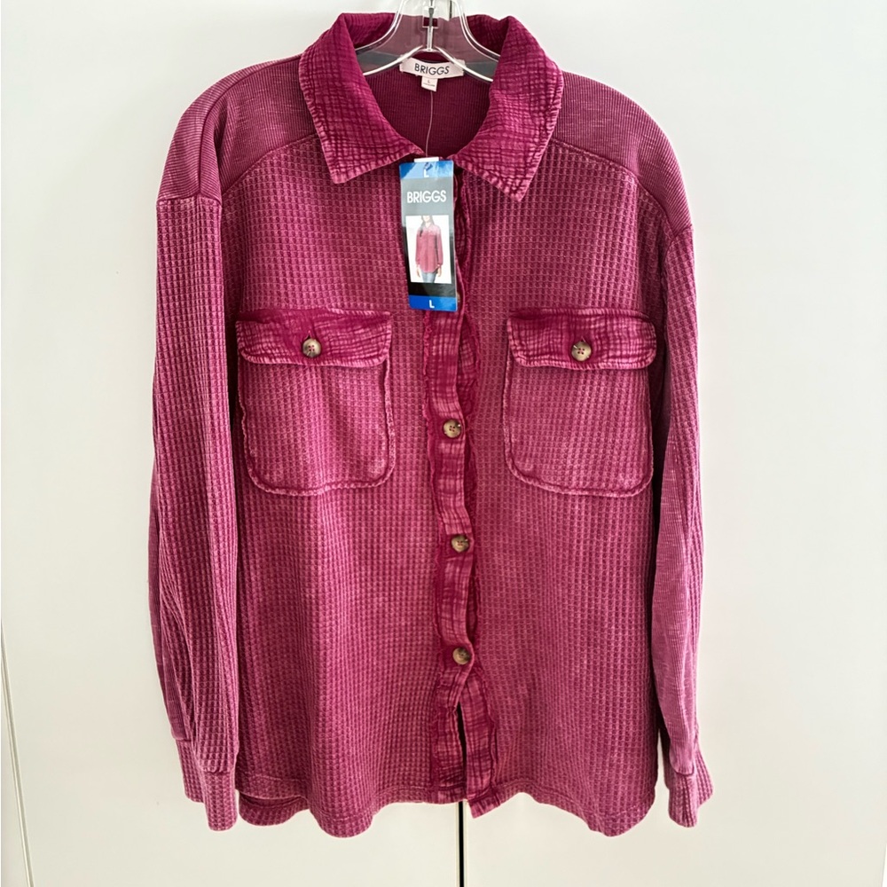 Briggs Women’s Button Front Waffle Shirt Large